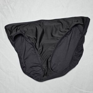 Lands' End Women's Bikini Bottom Swim Mid Rise Full Coverage Black Size 16